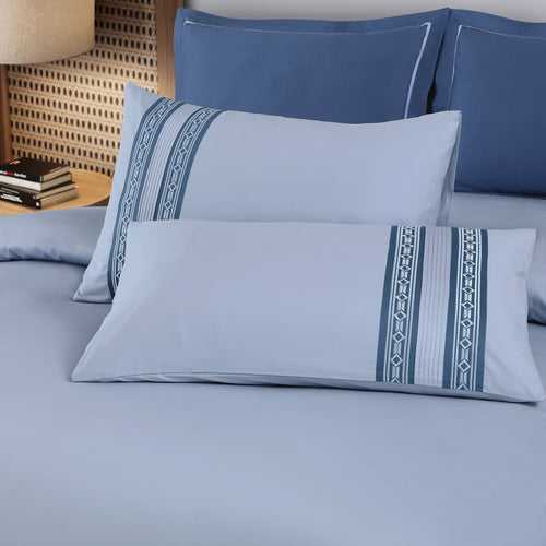 Malako Luxe Collection: 550 TC Pigeon Blue Premium Embroidered Bedding