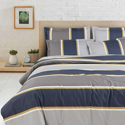 Malako Sion 500TC Egyptian Cotton Blue Geometrical Bed Sheet/Bedding Set