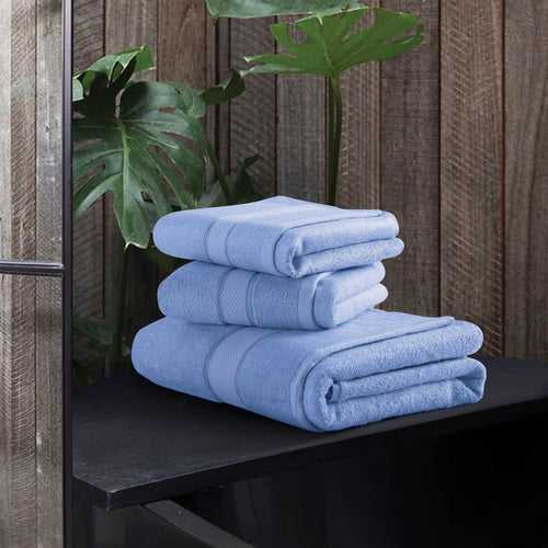 Malako Sky Blue Bamboo Bath & Hand Towel (600GSM)