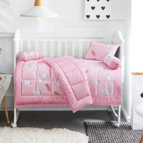 Malako Avene Pink Fine Cotton 5-Piece Baby Bedding Set