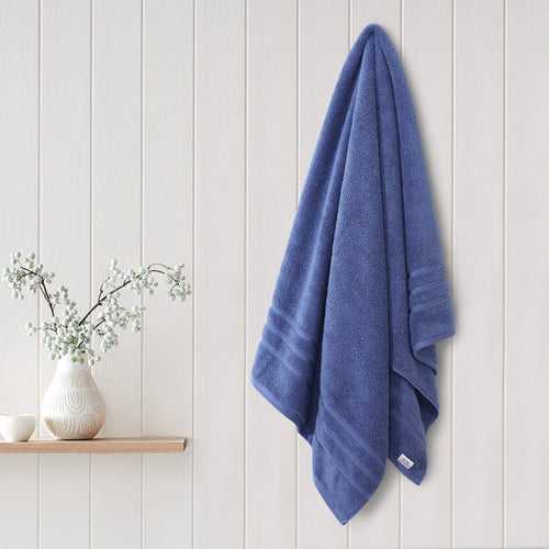 Malako Blue 100% Cotton Zero Twist Bath & Hand Towel (600GSM)