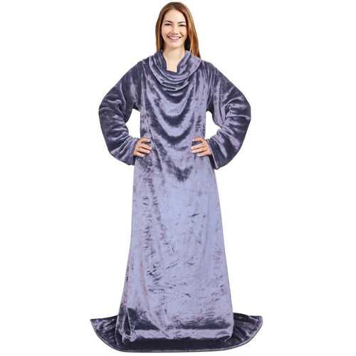 Malako CUDDLZ Pewter Grey Wearable AC Blanket With Sleeves For Adults