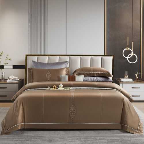 Malako Italian Opulence 800 TC Brown Jacquard Super King Size 100% Egyptian Cotton Bedding Collection