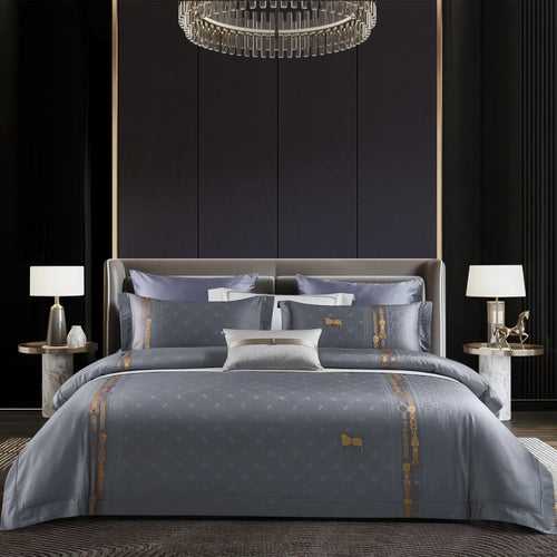 Malako Italian Opulence 800 TC Grey Jacquard Super King Size 100% Egyptian Cotton Bedding Collection