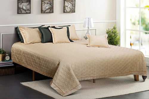 Malako Kairo 500 TC 100% Cotton Beige Solid King Size Quilted Bedspread Set