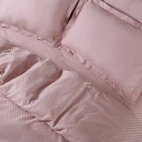 Malako Lyon Jacquard Peach Checks 450 TC 100% Cotton King Size Bed Sheet