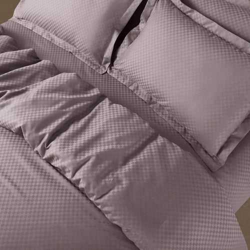 Malako Lyon Jacquard Taupe Brown Checks 450 TC 100% Cotton King Size Bed Sheet