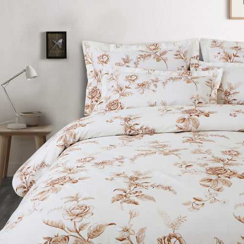 Malako Royale XL White Botanic 100% Cotton King Size Bed Sheet/Bedding Set