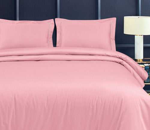 Petal Soft Vivid Pink Peach Plain King Size 100% Cotton Bed Sheet Set