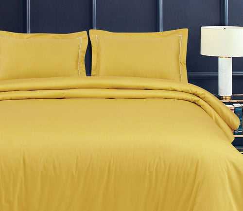 Petal Soft Vivid Yellow Plain King Size 100% Cotton Bed Sheet Set