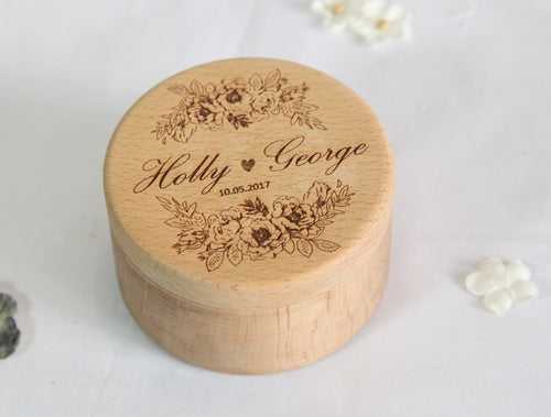 Customize wooden Ring Gift Box Engraved Art