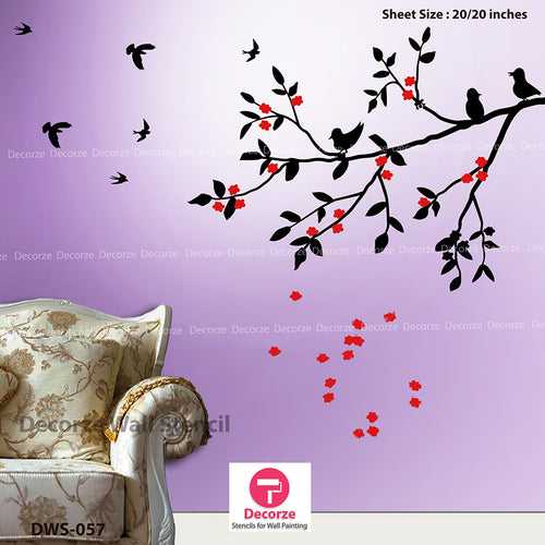 Autumn Tree Stencils | Stencils for wall painting | Wall Painting Designs | Painting Ideas DWS-57