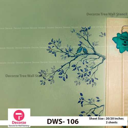 Tree Branch with Birds Stencil | Wall Painting Designs| Painting Ideas DWS-106