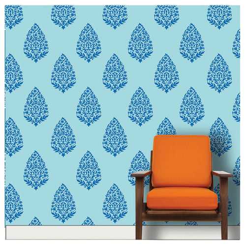 Floral Motif Stencil design for living room wall Painting ideas, MWS-17