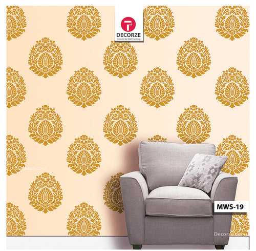 Flower Floral Motif Stencil design for living room wall Painting ideas, MWS-19