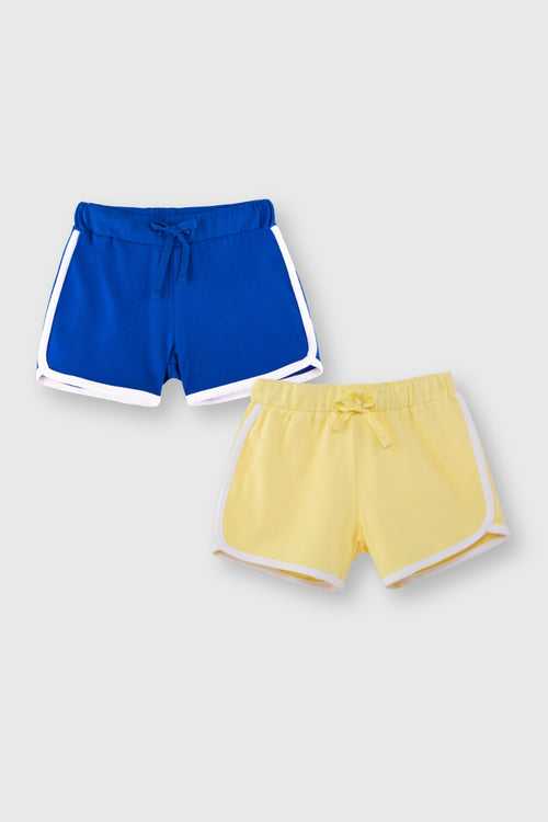 Royal Blue and Yellow Girls Shorts Pack of 2