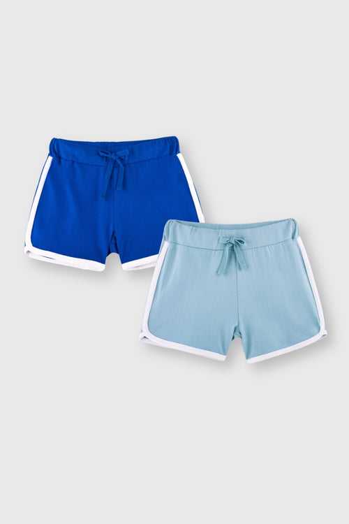 Royal Blue and Teal Girls Shorts Pack of 2