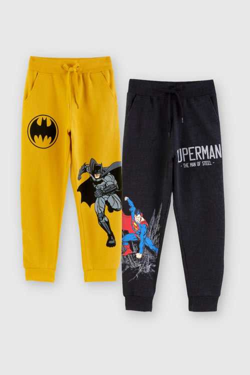 Yellow Batman and Superman Joggers Pack of 2