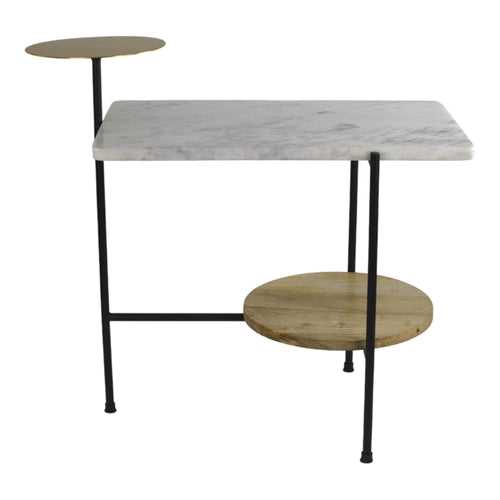 Two Tier Tray Metal and Marble Side Table