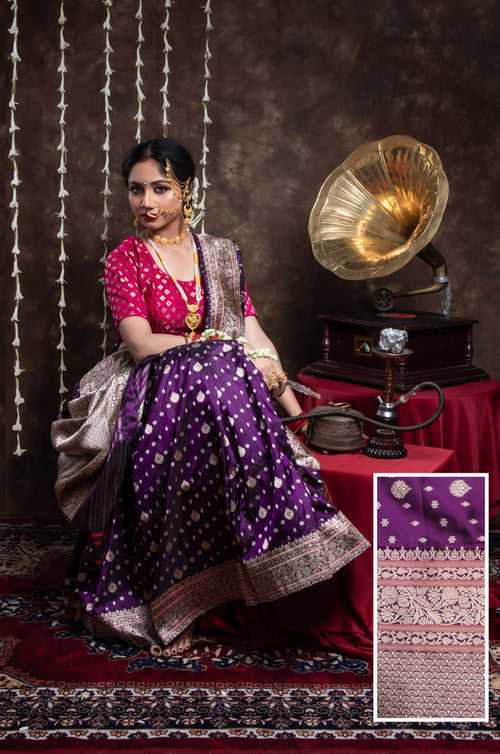 Purple Katan Silk Handwoven Banarasi Saree