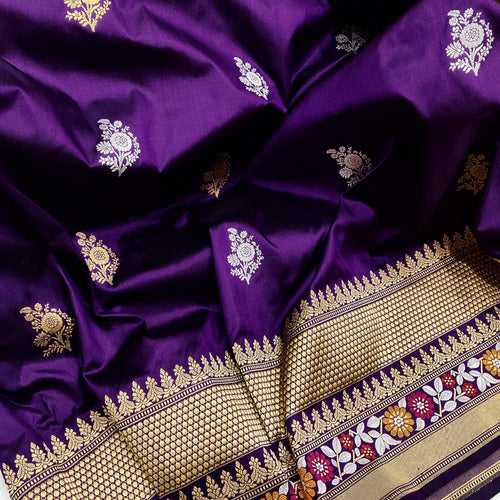 Purple Colour Katan Silk Handwoven Banarasi Saree