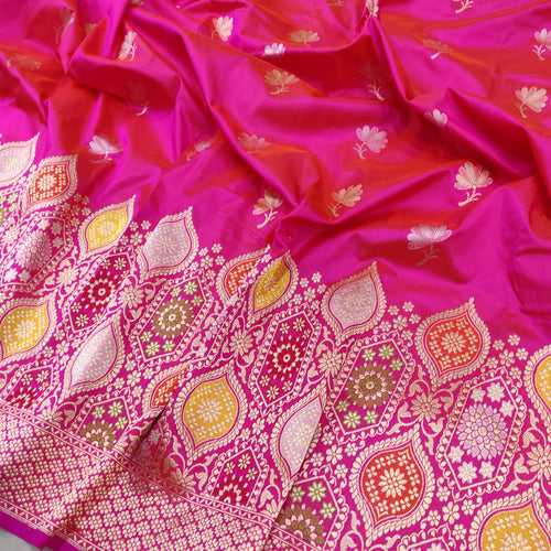 Pink Color Katan Silk Handwoven Banarasi Saree