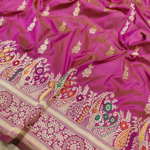 Dual Shade Pure Katan Silk Handwoven Banarasi Saree