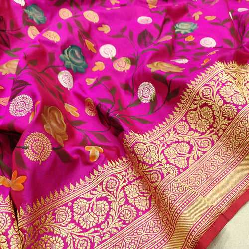 Pink Color Pure Katan Silk Handwoven Banarasi Saree