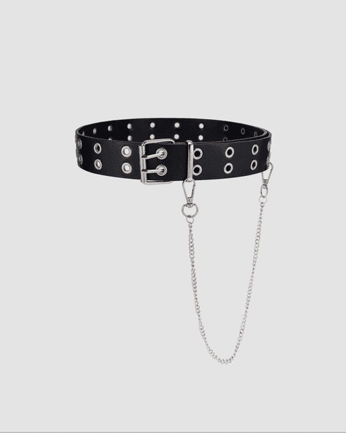 Punk Double Eyelet Chain Buckle Belt