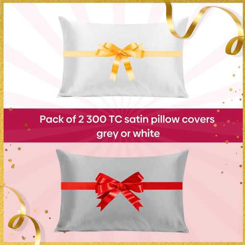 Pack of 2 Satin Weave Pillow Covers, Assorted Colors Grey or White