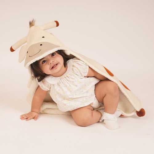 Mooo Baby Hooded Sherpa Blanket