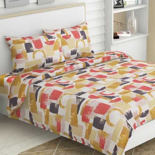 Color Harmony, 100% Cotton Double Size Bedsheet, 186 TC, Yellow