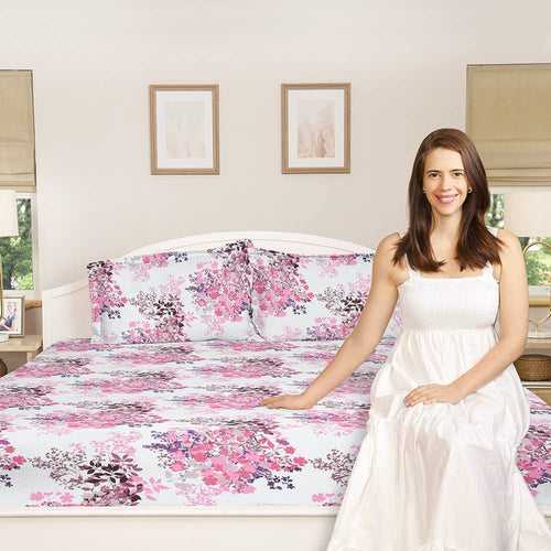 Greek Garden Romance 100% Cotton Bedsheet, 186 TC