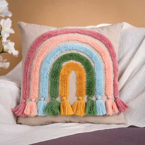 Tufted Decorative Cushion Cover, Rainbow, Pack of 1