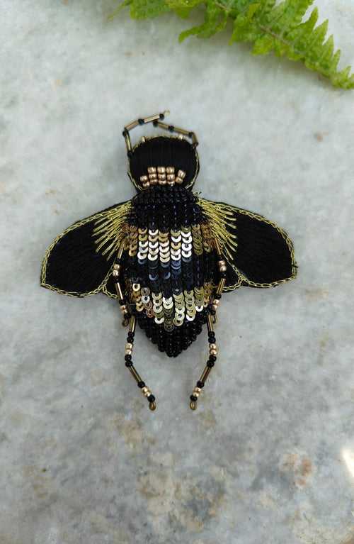 Handmade Firefly Brooch - Black