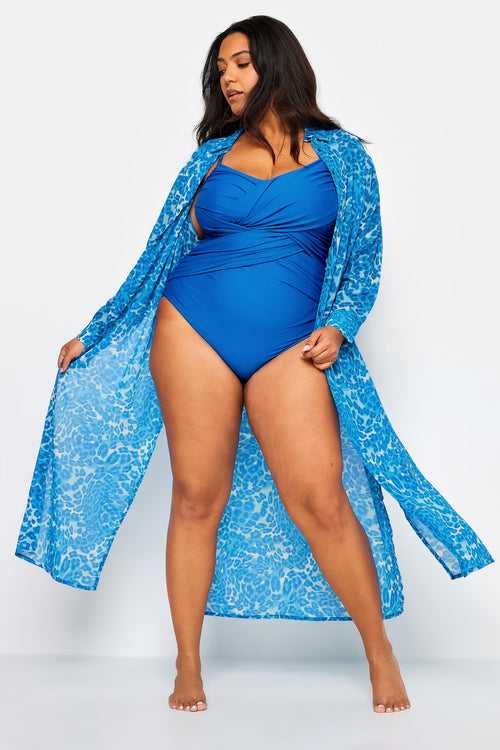 Blue Leopard Plus Size Beach Shirt