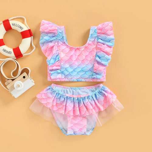 Printed Ruffle 2pcs Bikini Set