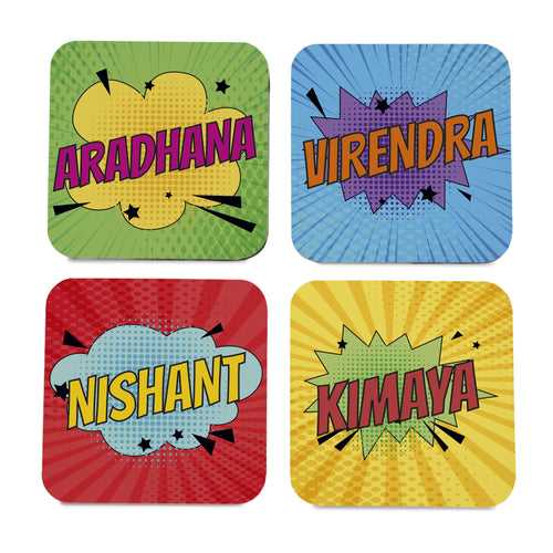 Personalised Comic Boom Coaster Set