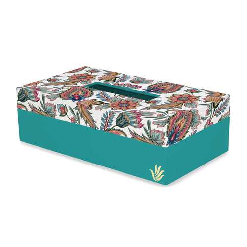 Oriental Paisley White Tissue Box