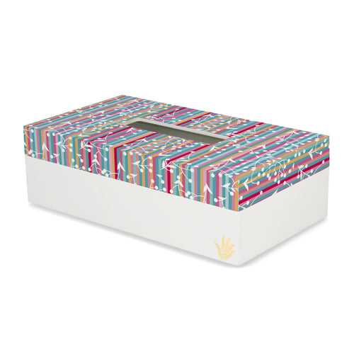 Floral Stripes W Tissue Box