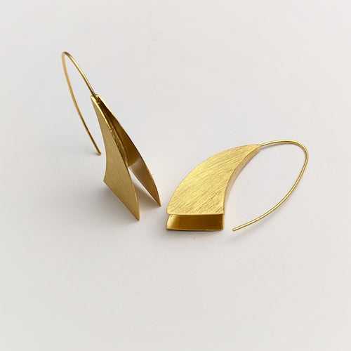 Gold plated angular  silver earrings