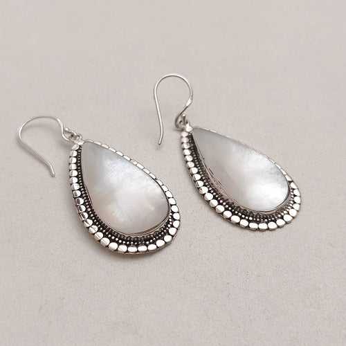 Long mother of pearl earrings