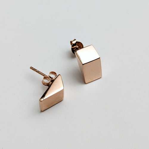 Unisex art deco rose gold studs