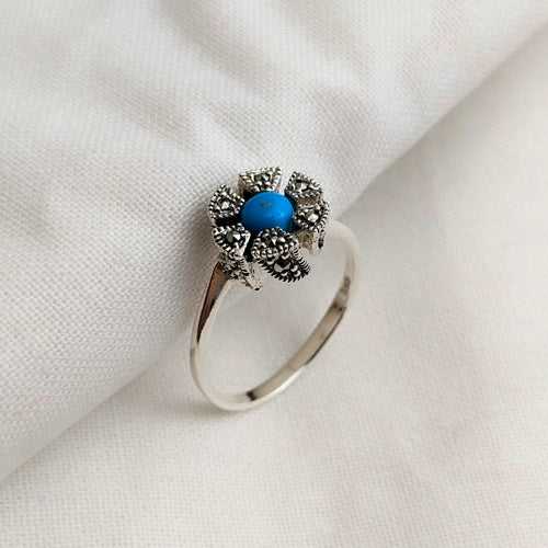 Turquoise marcasite ring
