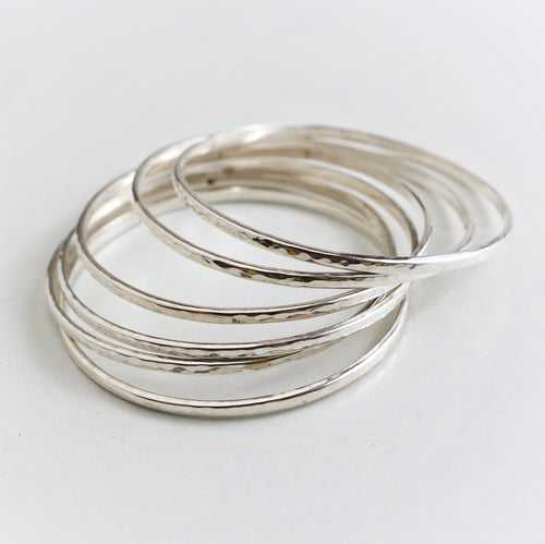 HAMMERED SILVER BANGLES