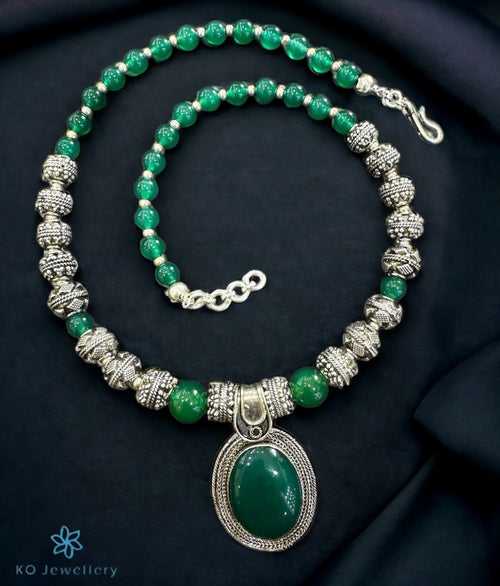 The Tatiana Silver Green Onyx Gemstone Necklace