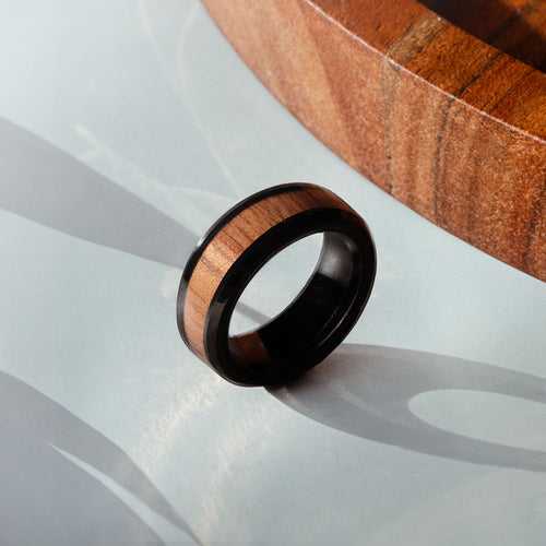 Cedar Wood Inlay Ring