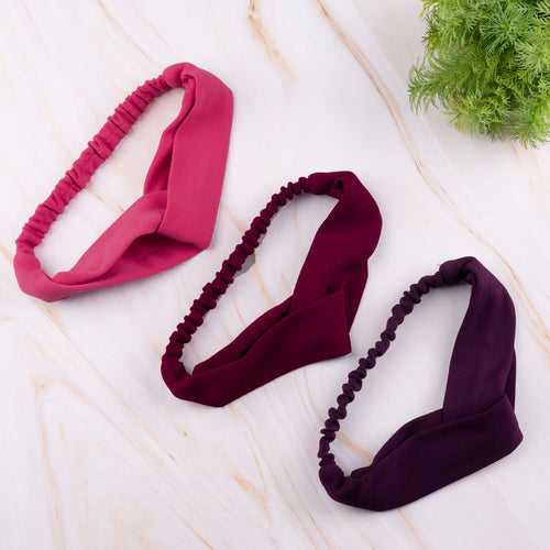 Elastic Crepe Knit Hairband (Purple, Red, Pink)