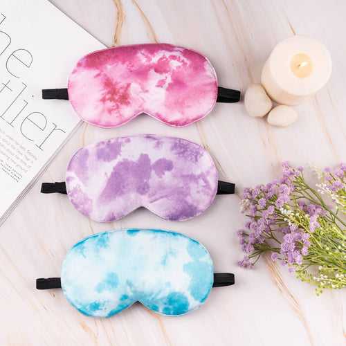 Tie Dye Print Satin Eye Mask (Blue, Pink, Purple)