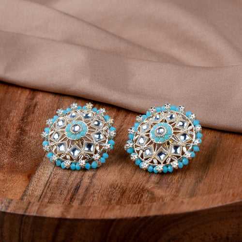 Kiara Sky Blue Kundan Stud Earring